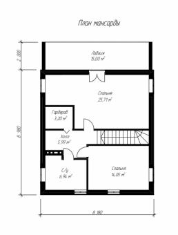 Проект коттеджа с мансардой
