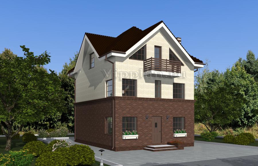 Эскизный проект двухэтажного дома с мансардой