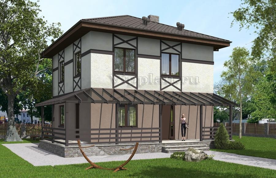 Проект двухэтажного жилого дома с террасами