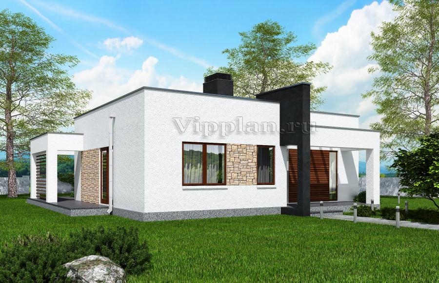 Проект одноэтажного жилого дома с террасой